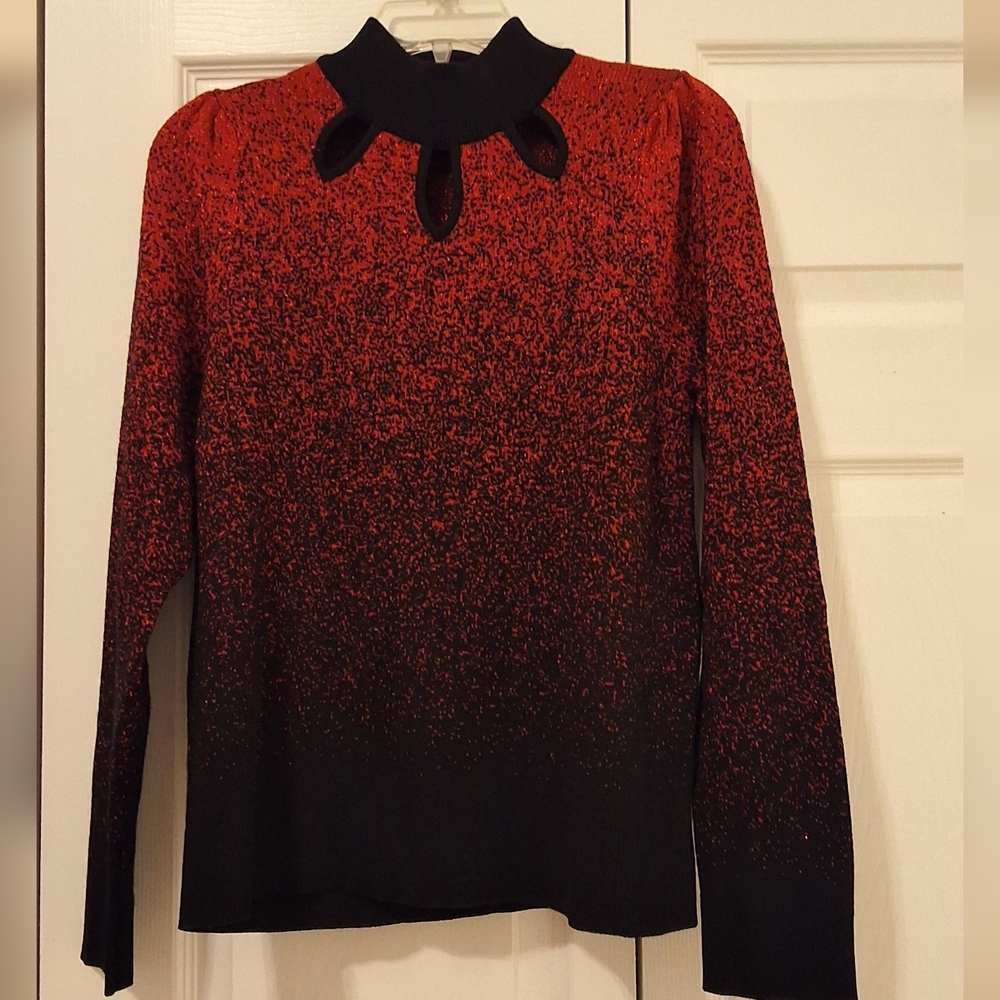 Adrienne Vittadini, NWOT, Large, Woman's Red & Black Sparkle Sweater